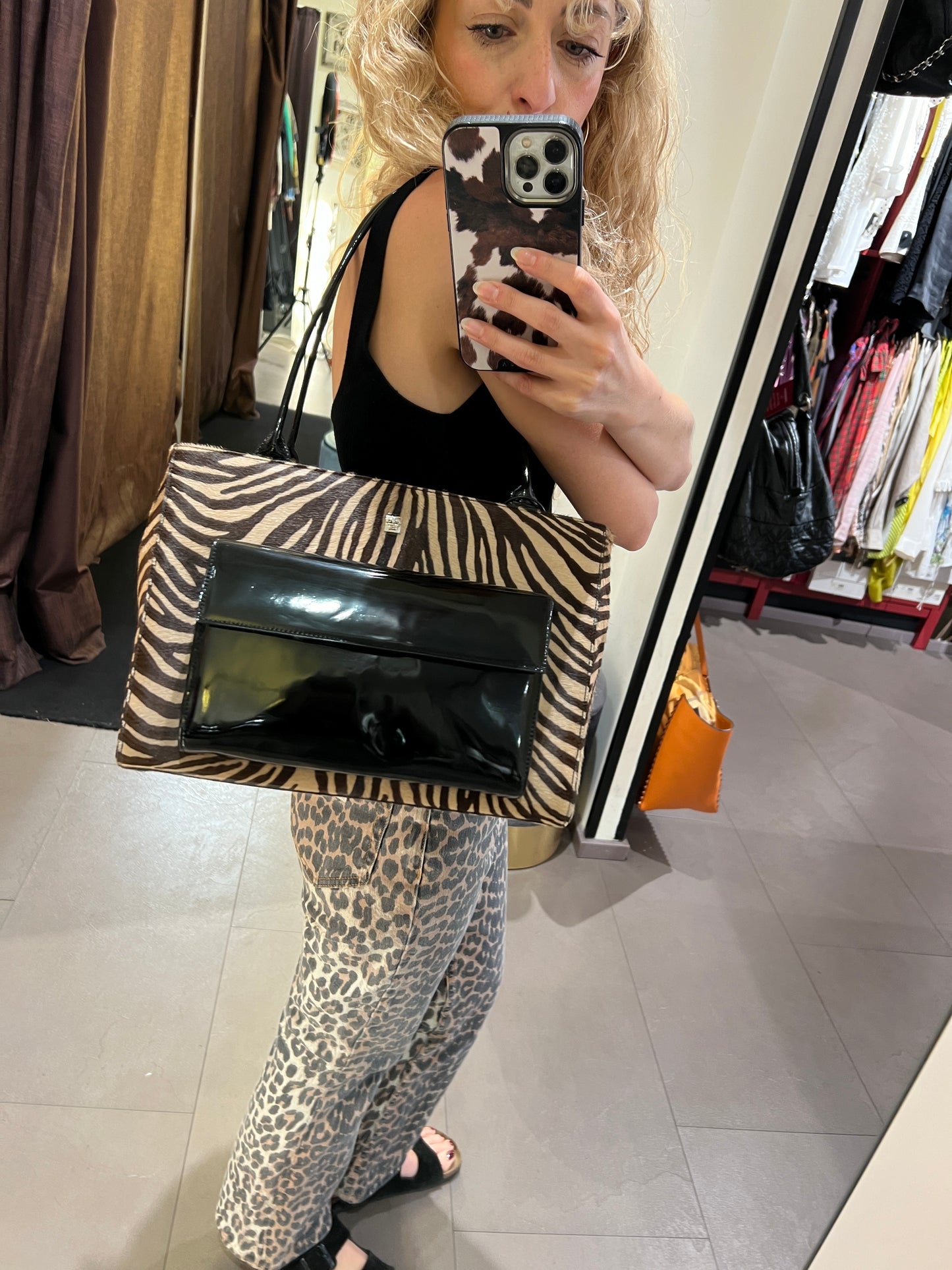 Versace borsa in cavallino zebrato