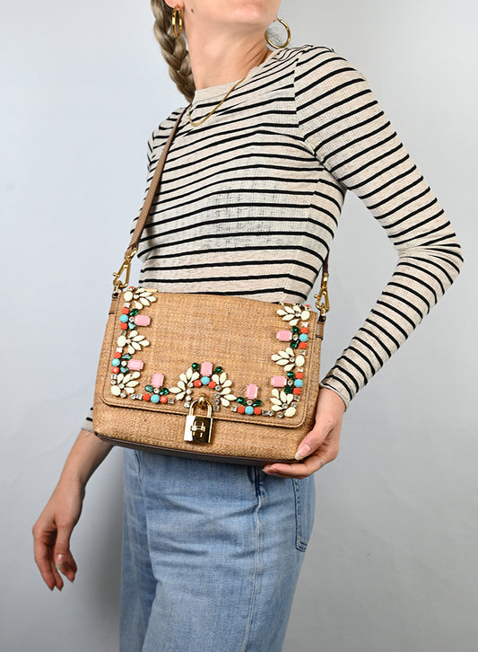 Dolce & Gabbana Borsa in rafia con pietre - lesleyluxuryvintage