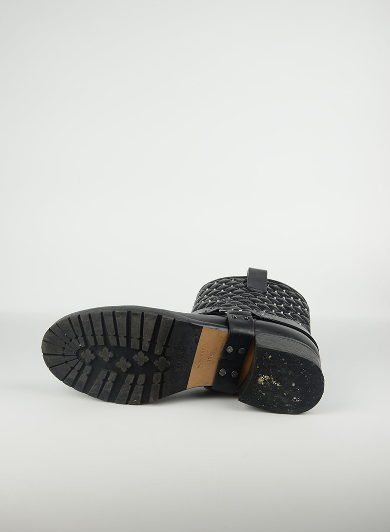 Valentino Stivaletti Biker in pelle nera con borchie - N. 39 ½