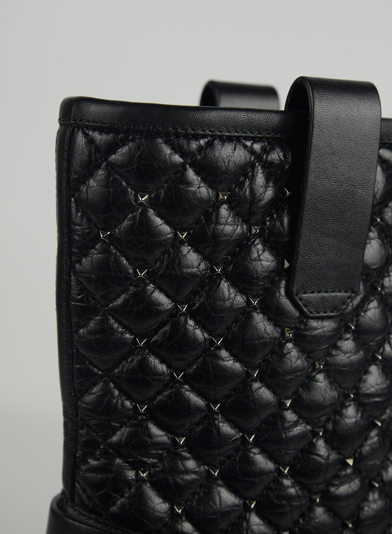 Valentino Stivaletti Biker in pelle nera con borchie - N. 39 ½