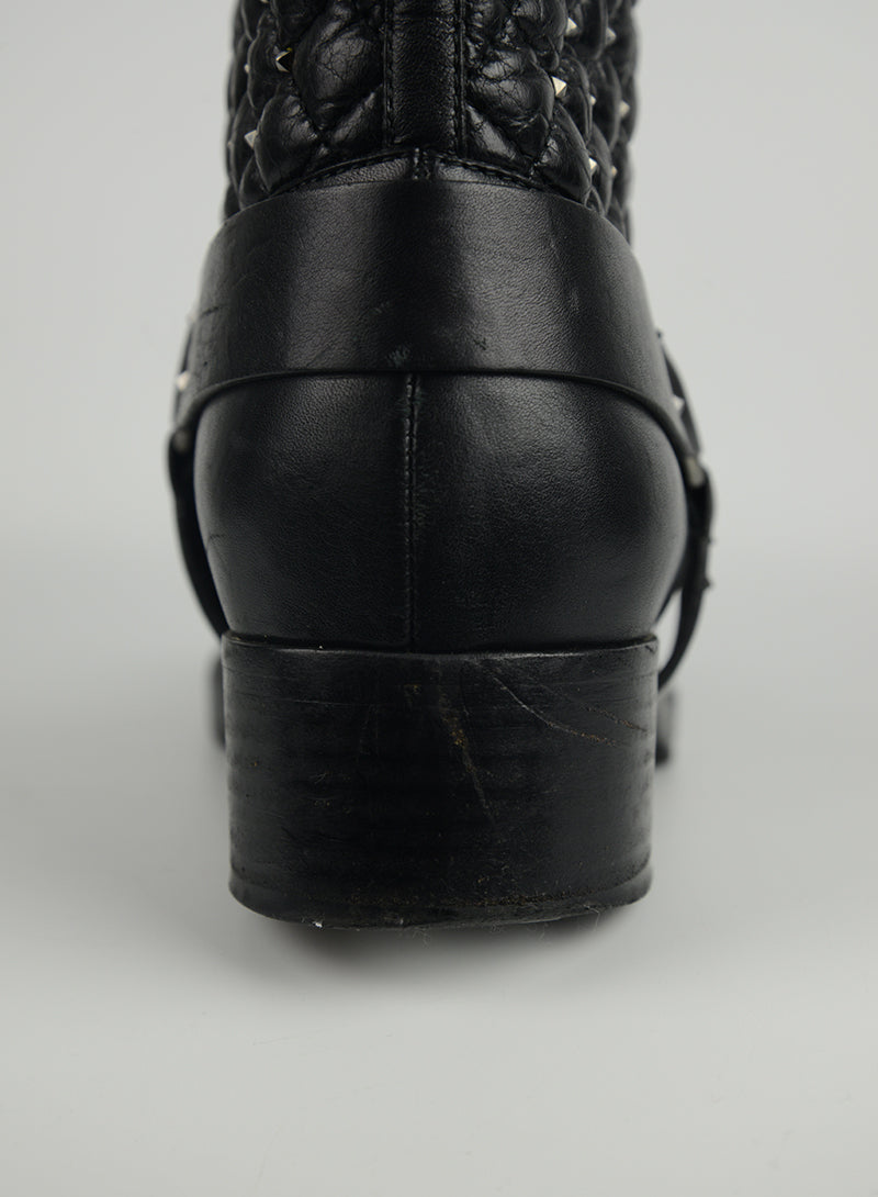 Valentino Stivaletti Biker in pelle nera con borchie - N. 39 ½