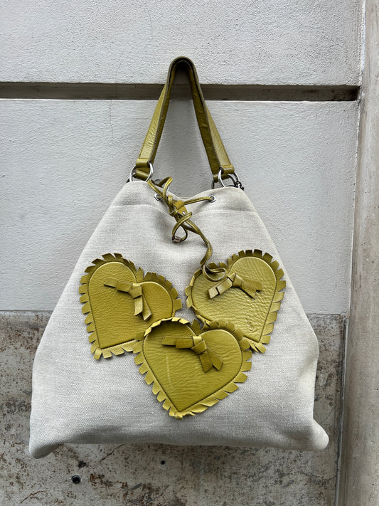 Saint Laurent shopper canvas-pistacchio