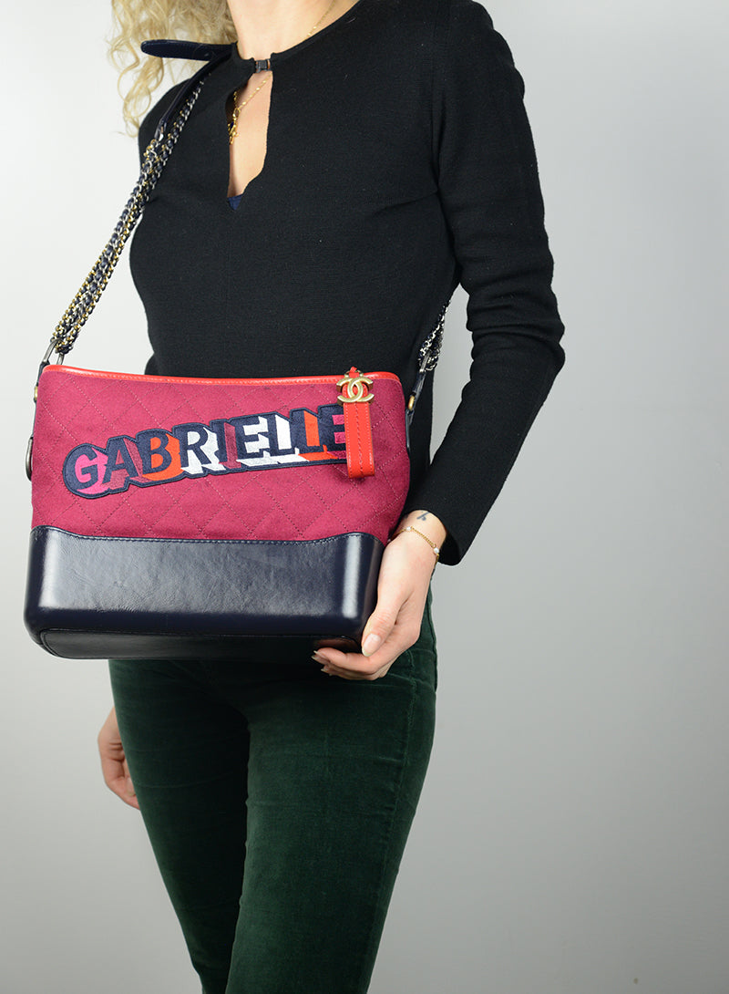 Chanel Red and blue bag with Gabrielle writing