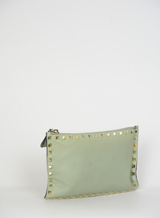 Valentino Sage green Rockstud clutch bag