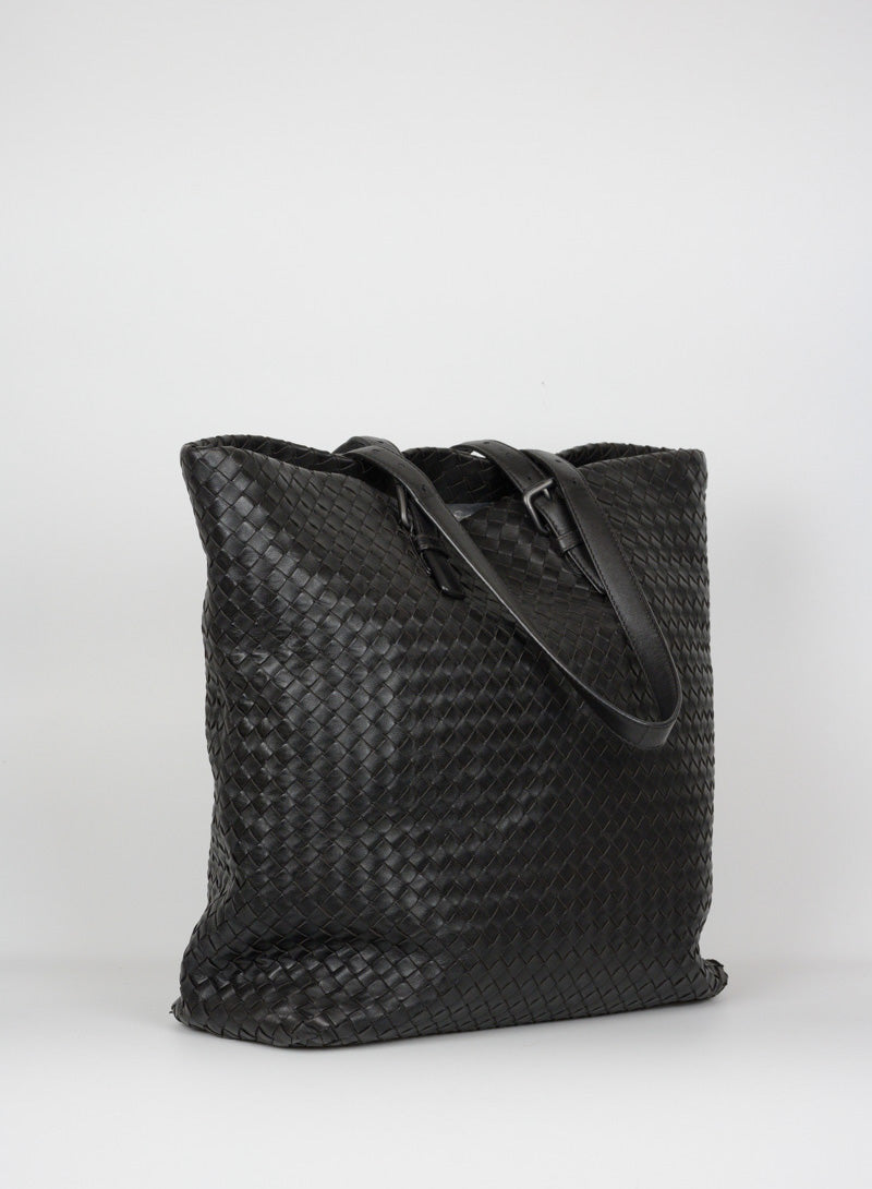 Bottega Veneta Shopper in pelle intrecciata testa di moro