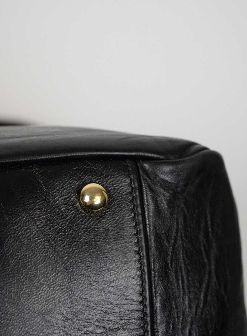 Chanel Borsa in pelle nera effetto lastricato