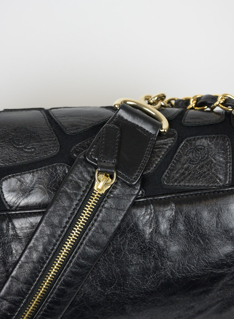 Chanel Borsa in pelle nera effetto lastricato