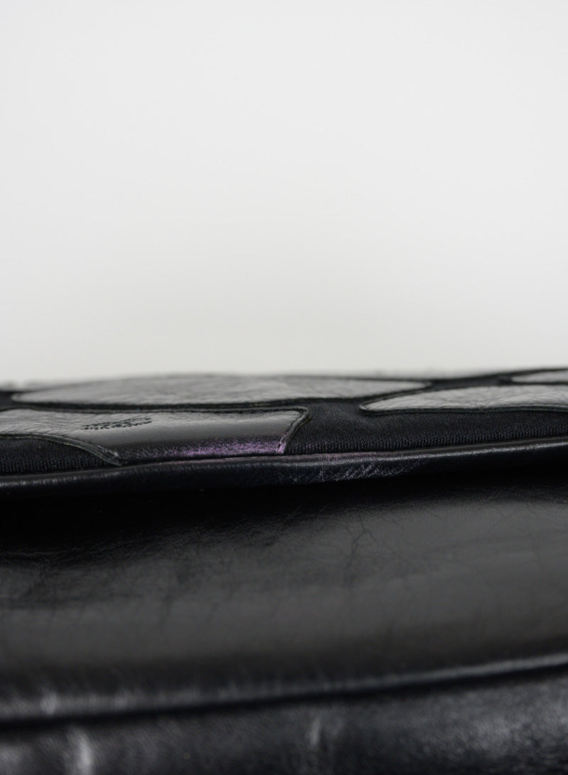 Chanel Borsa in pelle nera effetto lastricato