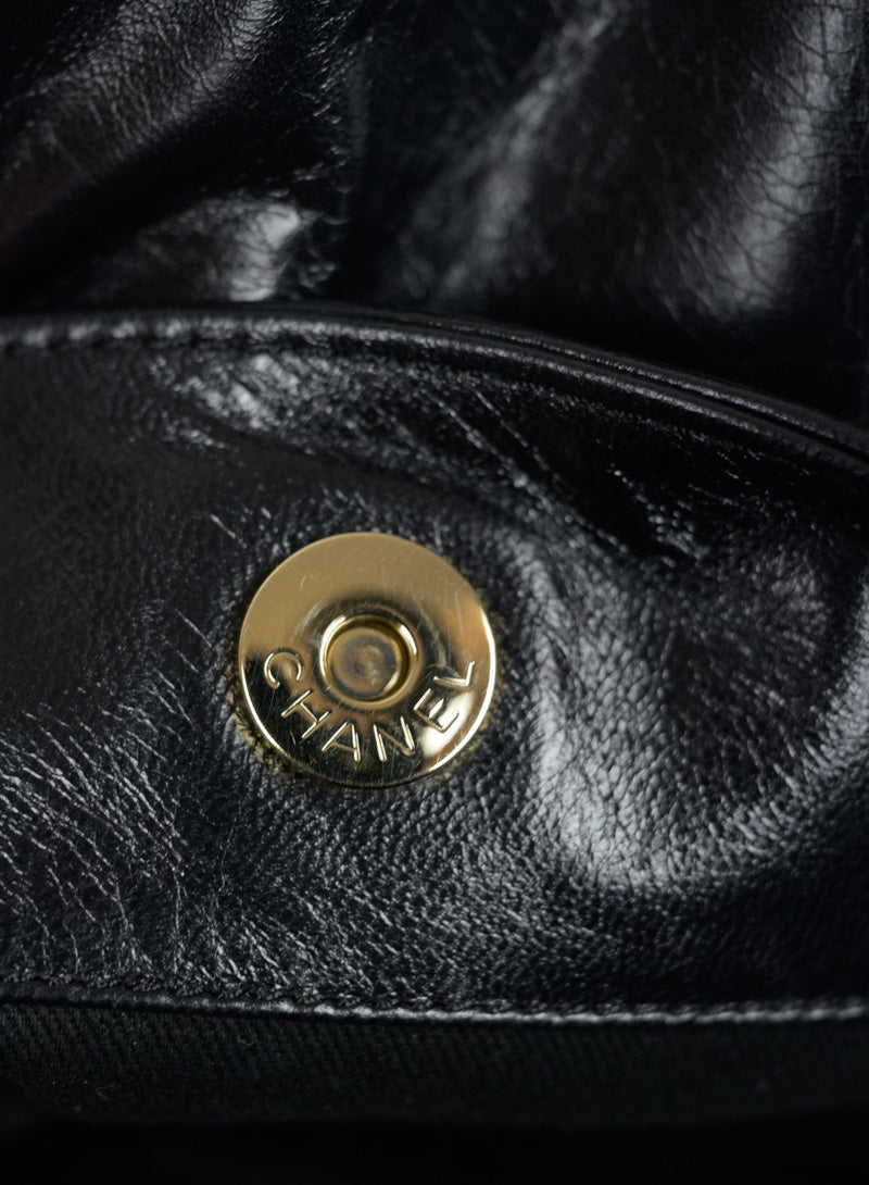 Chanel Borsa in pelle nera effetto lastricato