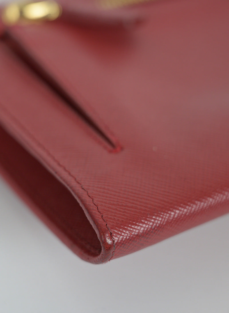 Prada Pochette in pelle Saffiano rossa