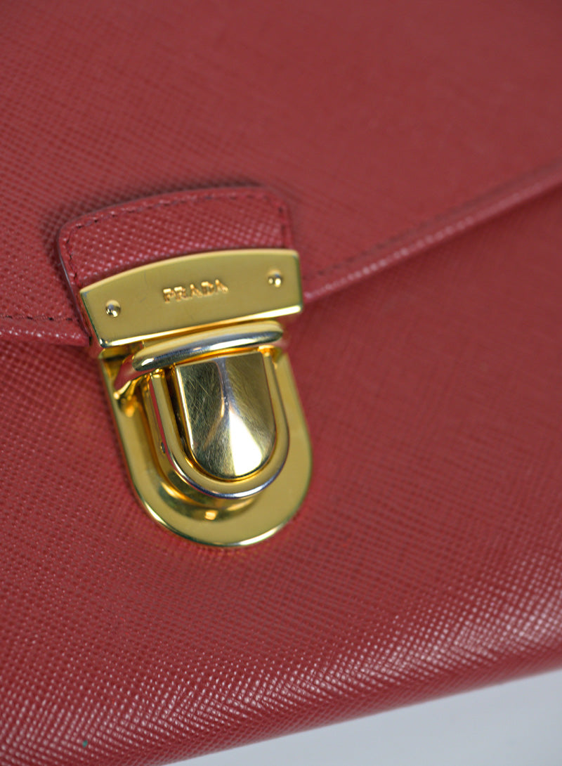 Prada Pochette in pelle Saffiano rossa