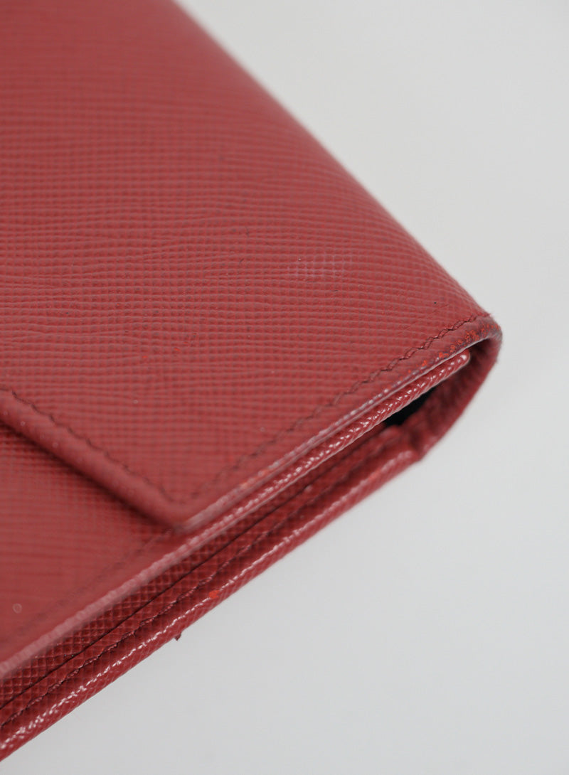 Prada Pochette in pelle Saffiano rossa