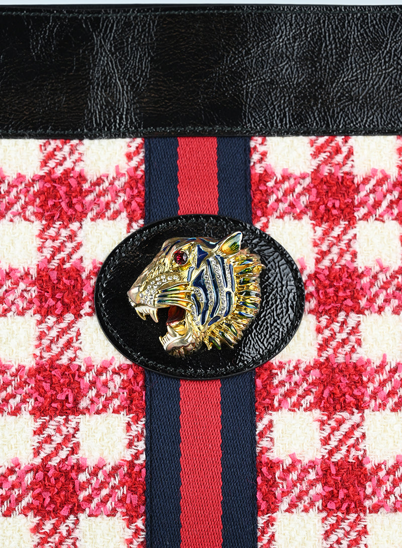 Gucci Shopper in tessuto tartan rosso