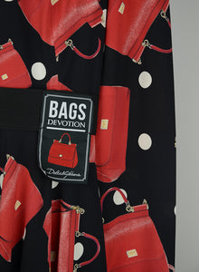 Dolce & Gabbana Abito midi nero stampa borse - Tg. 38
