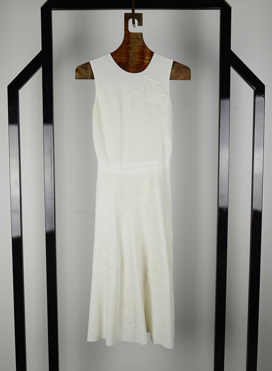 Dior Abito midi panna con fiori - Tg. 42