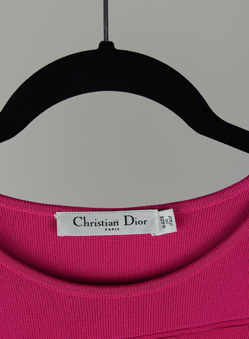 Dior Fuchsia knitted dress with ruffles - Size. 42