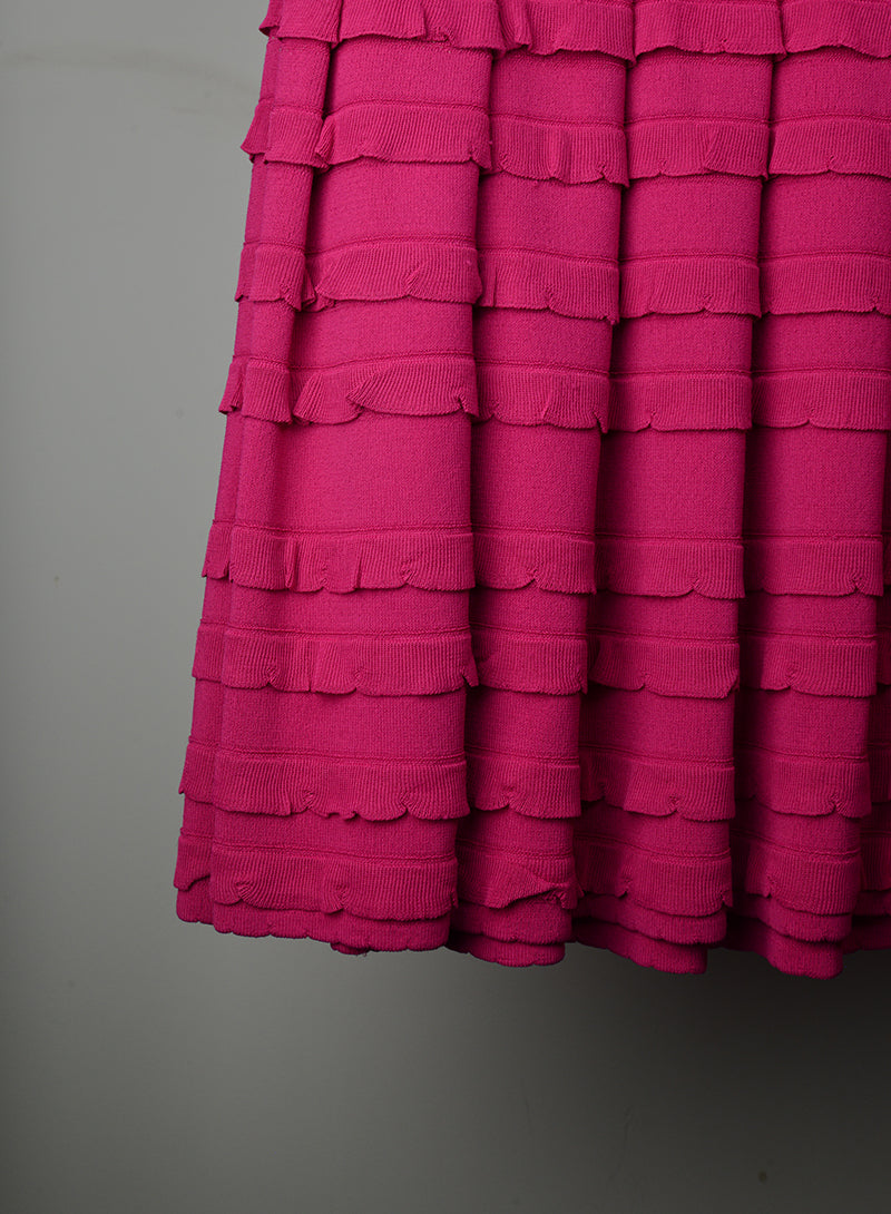 Dior Fuchsia knitted dress with ruffles - Size. 42