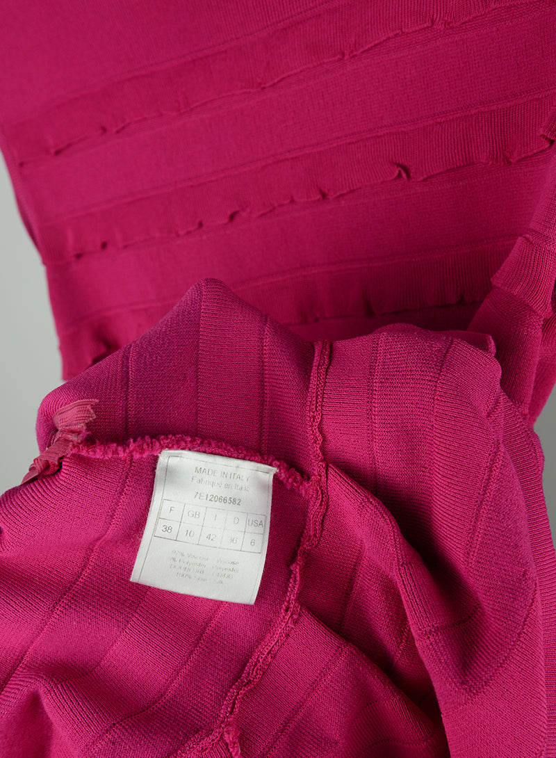Dior Fuchsia knitted dress with ruffles - Size. 42