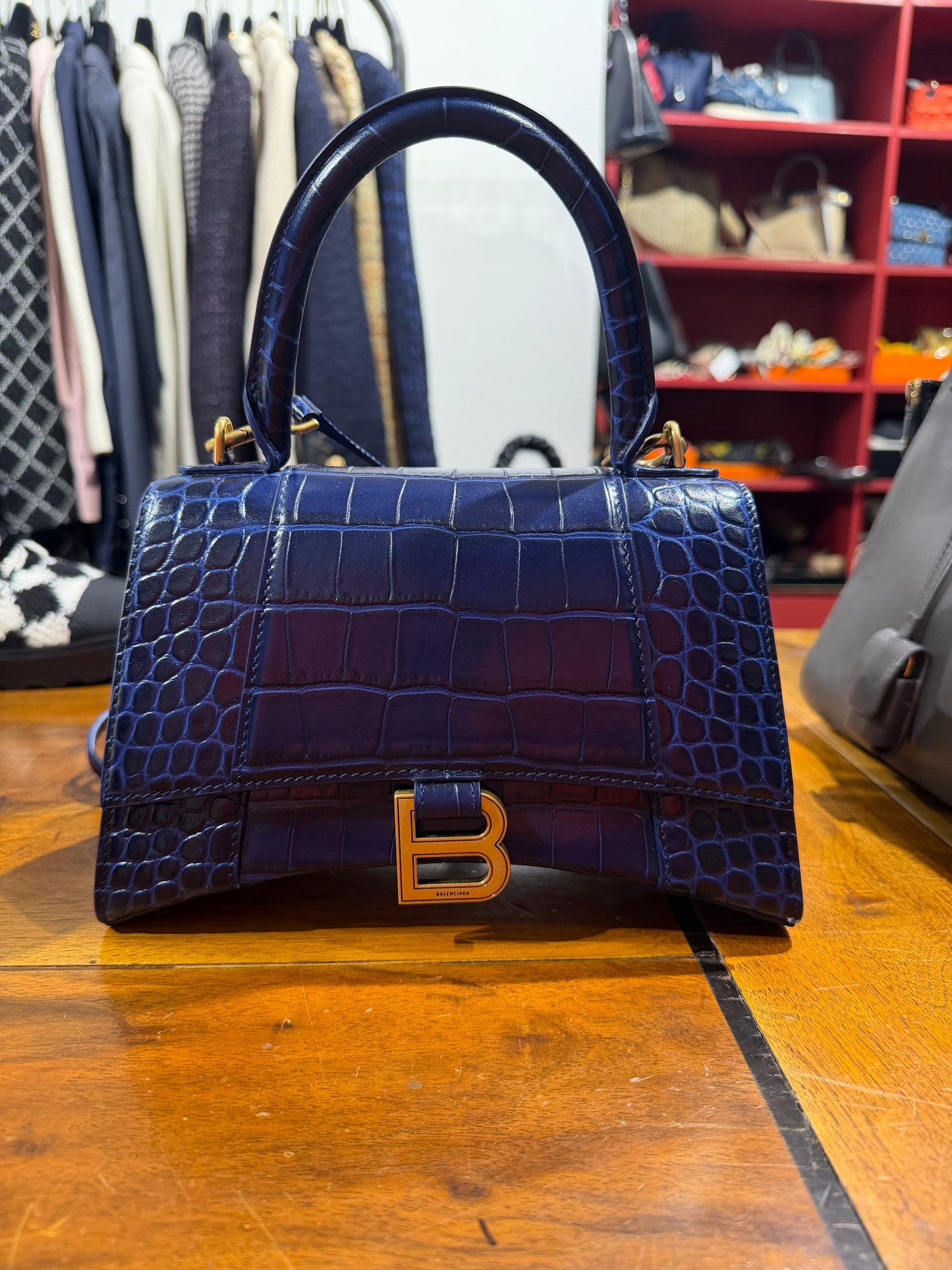 Balenciaga borsa Hourglass blu