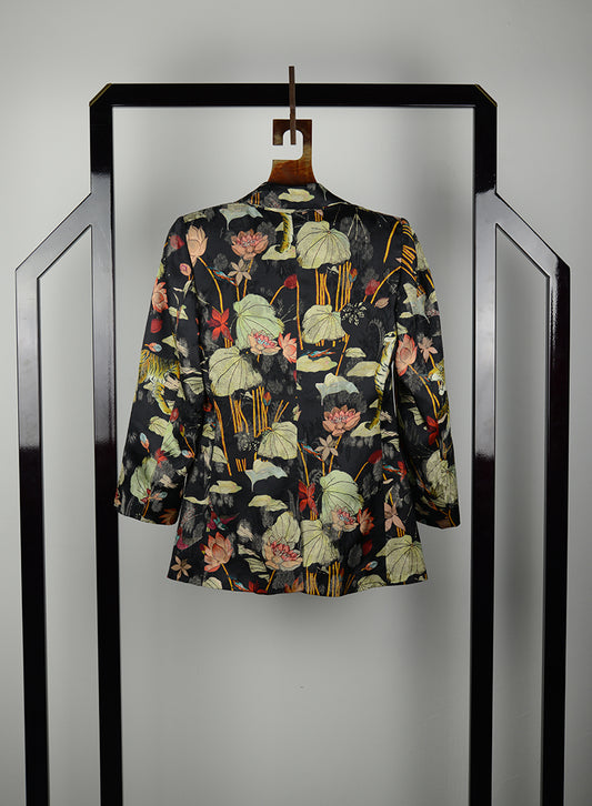 Etro Giacca nera fantasia fiori - Tg. 38