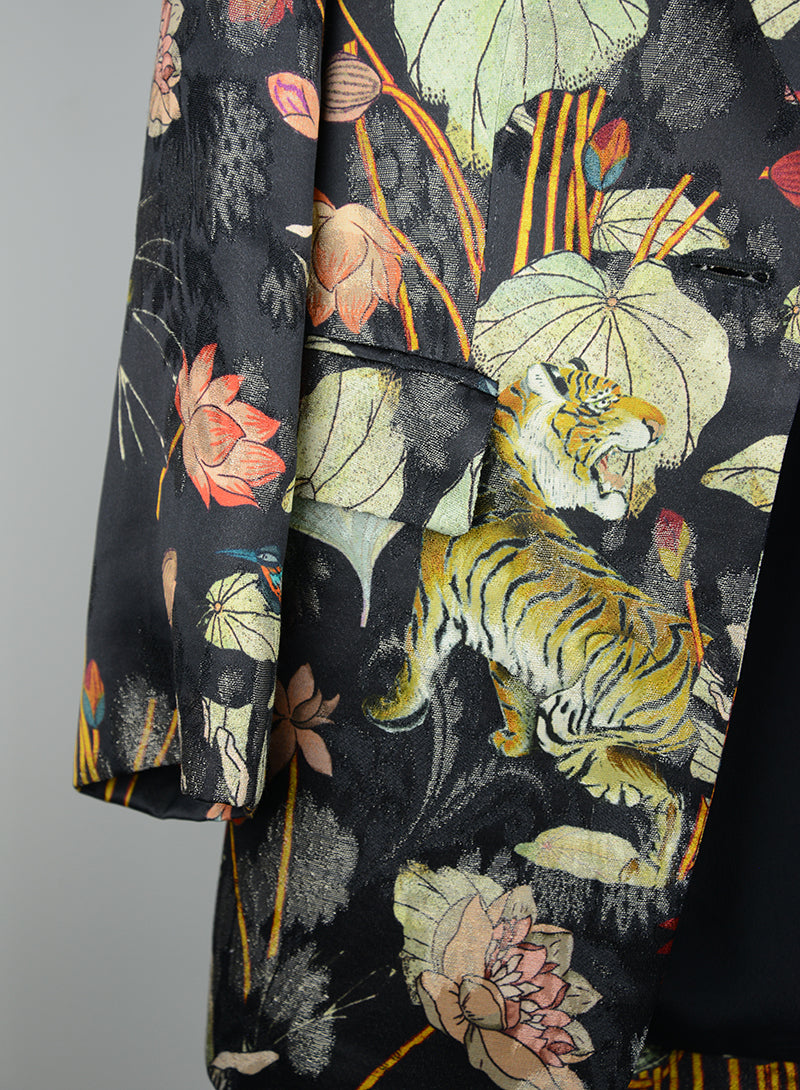 Etro Giacca nera fantasia fiori - Tg. 38