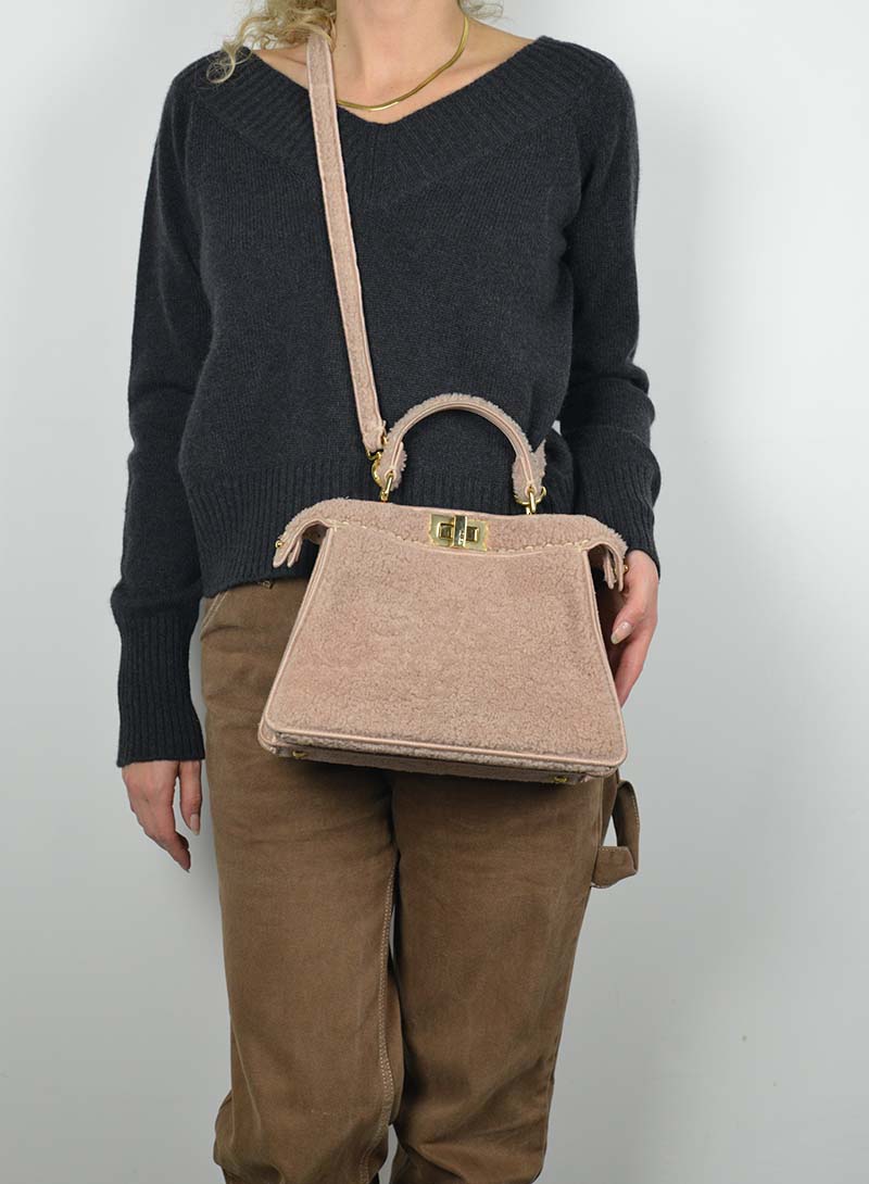 Fendi Peekaboo I See U in antique pink sheepskin