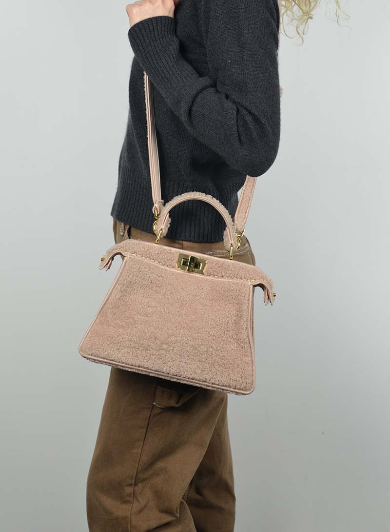 Fendi Peekaboo I See U in antique pink sheepskin
