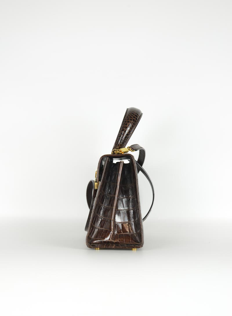 Ferragamo Iconic bag in brown croco leather