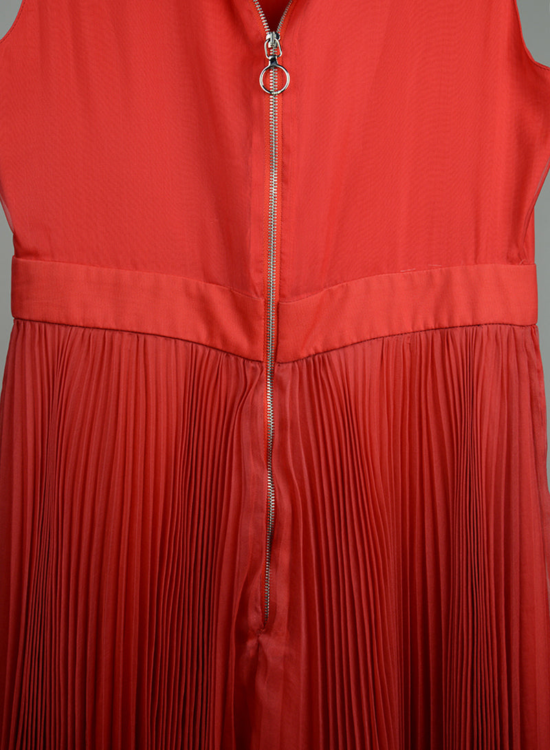 Gucci Abito lungo rosso con ricamo fiori - Tg. 40
