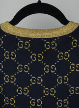 Carica l&#39;immagine nel visualizzatore di Gallery, Gucci Pull in lana blu con GG oro - Tg. M
