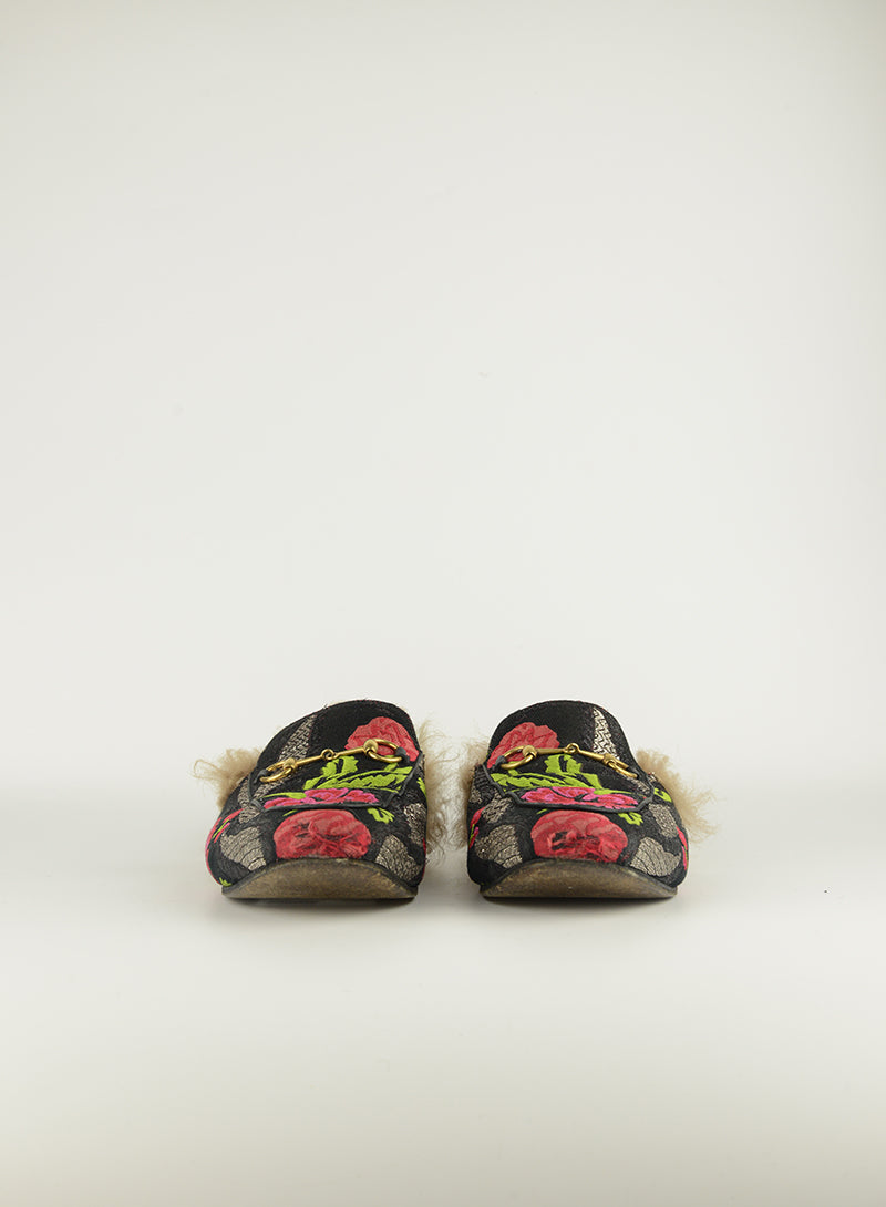 Gucci Princetown Slippers in fabric with flowers - No. 40