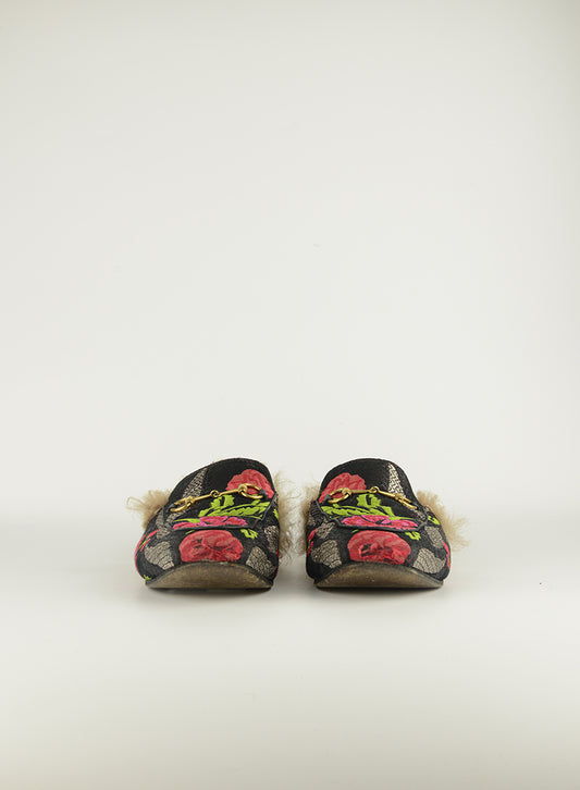 Gucci Slippers Princetown in tessuto con fiori - N. 40