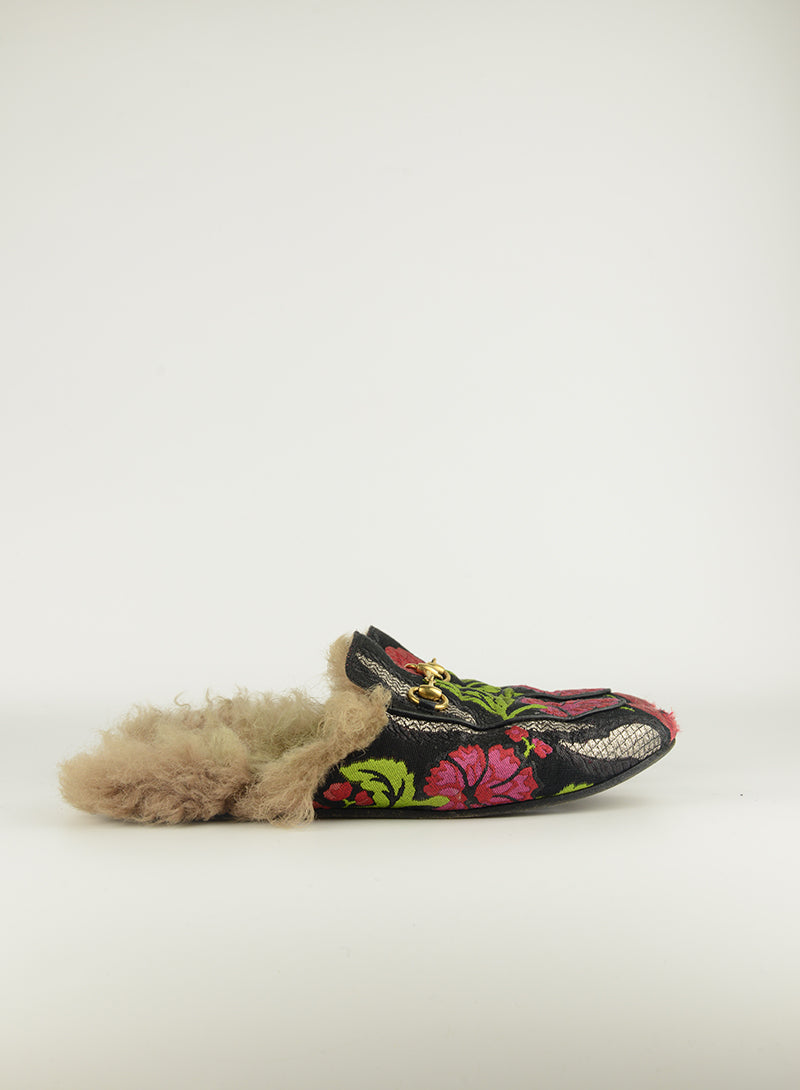 Gucci Princetown Slippers in fabric with flowers - No. 40