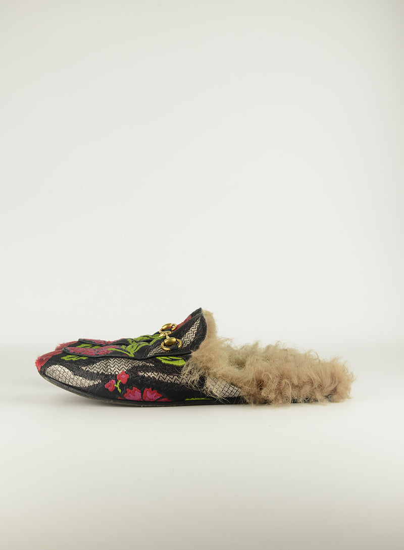 Gucci Princetown Slippers in fabric with flowers - No. 40