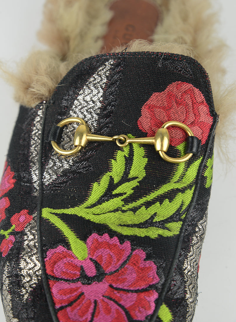 Gucci Princetown Slippers in fabric with flowers - No. 40
