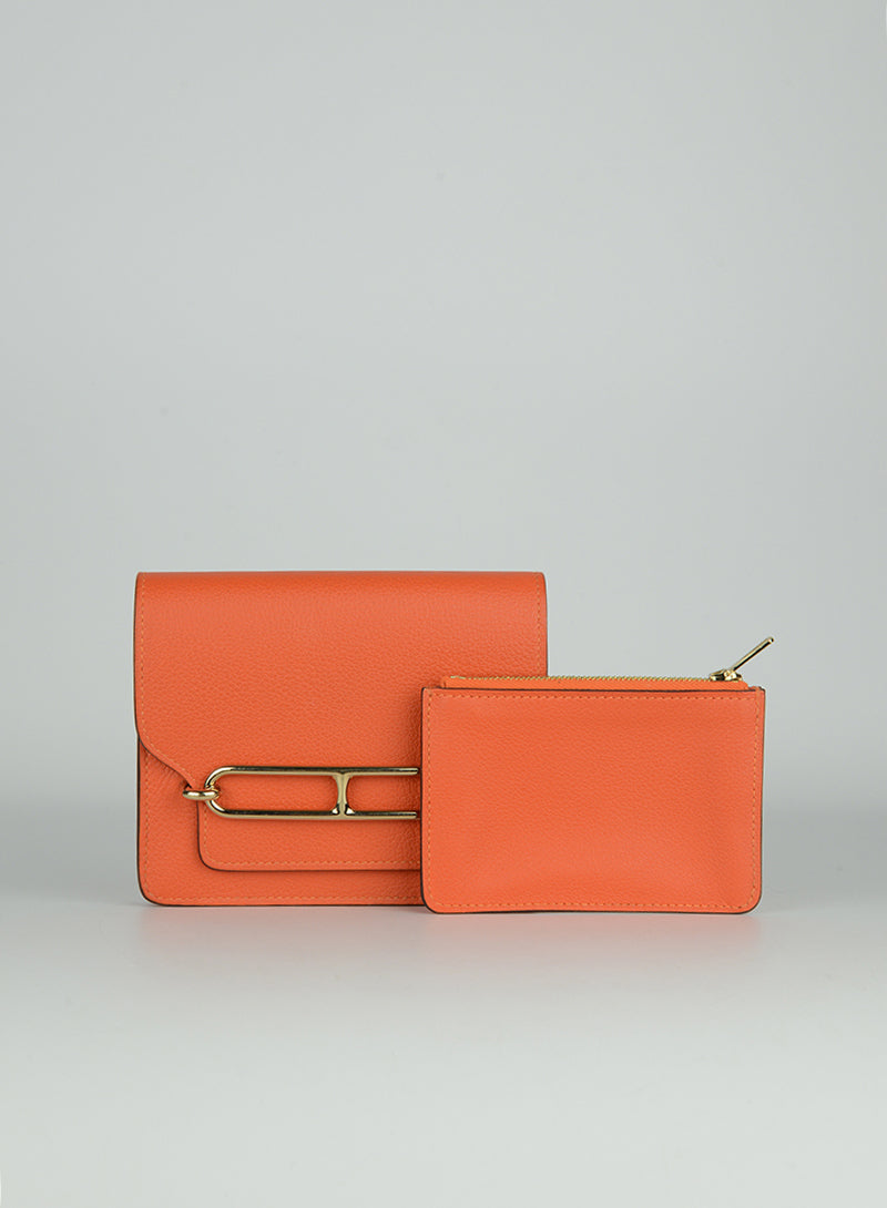 Hermès Portafogli in pelle Orange Roulis slim