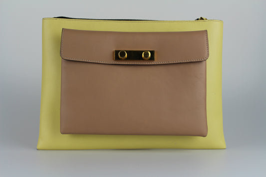 MARNI Clutch bag in yellow and powder pink leather