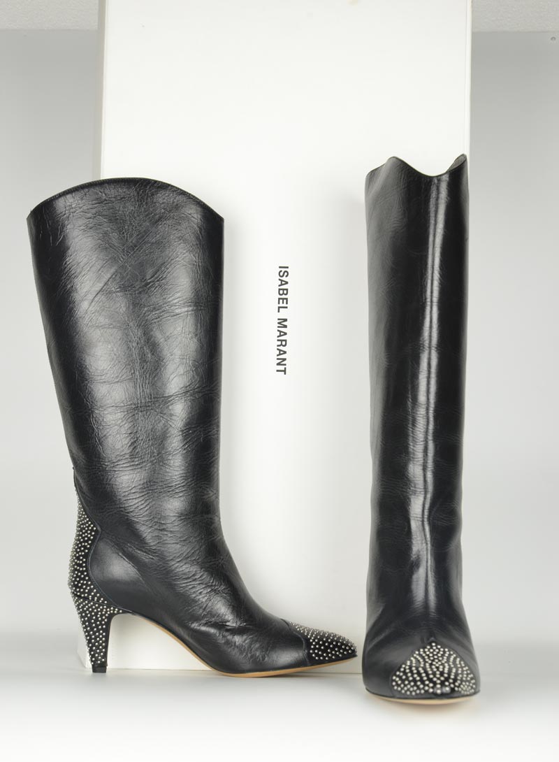 Isabel Marant Black leather boots with studs - N. 37