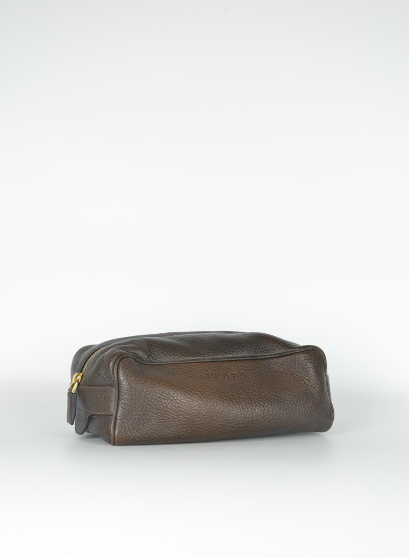 Prada Beauty Case in pelle marrone