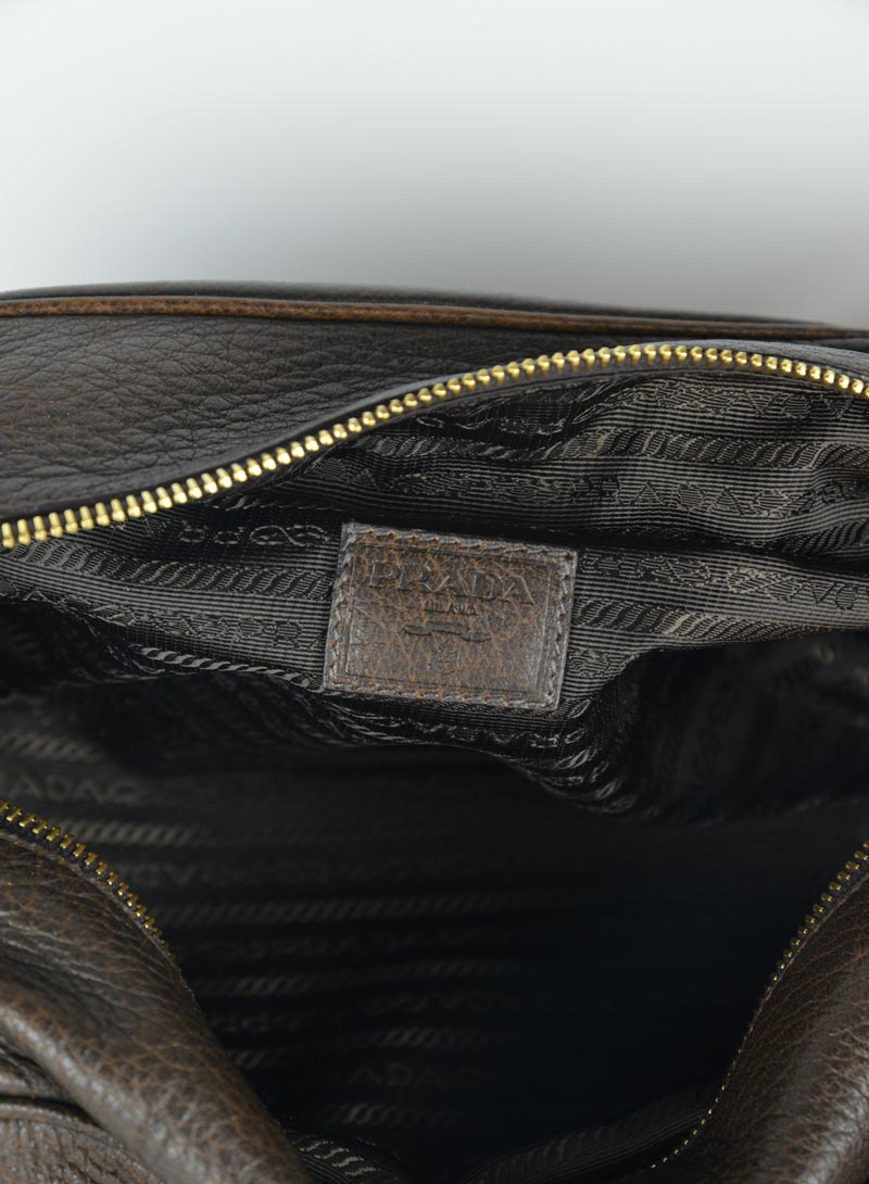 Prada Beauty Case in pelle marrone