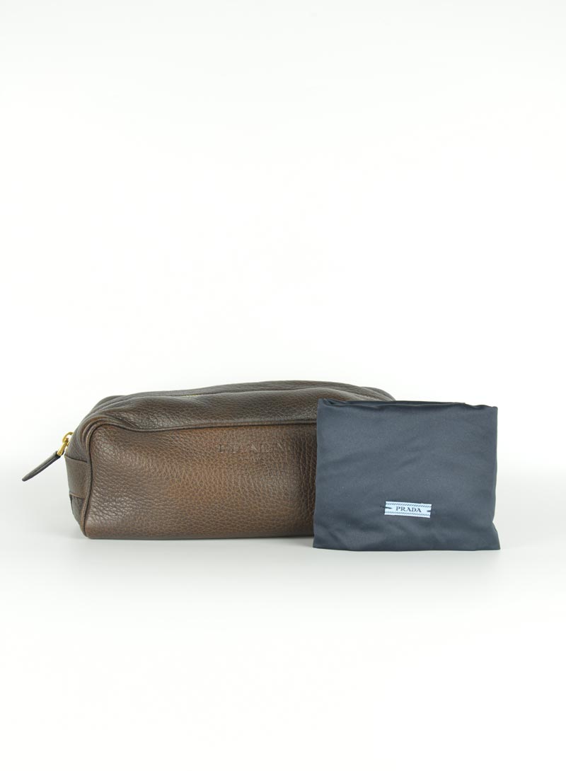 Prada Beauty Case in pelle marrone