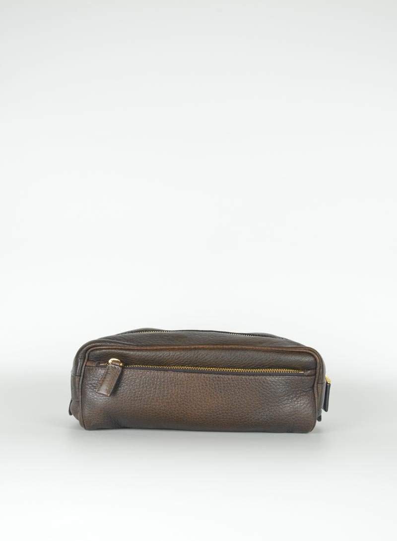 Prada Beauty Case in pelle marrone