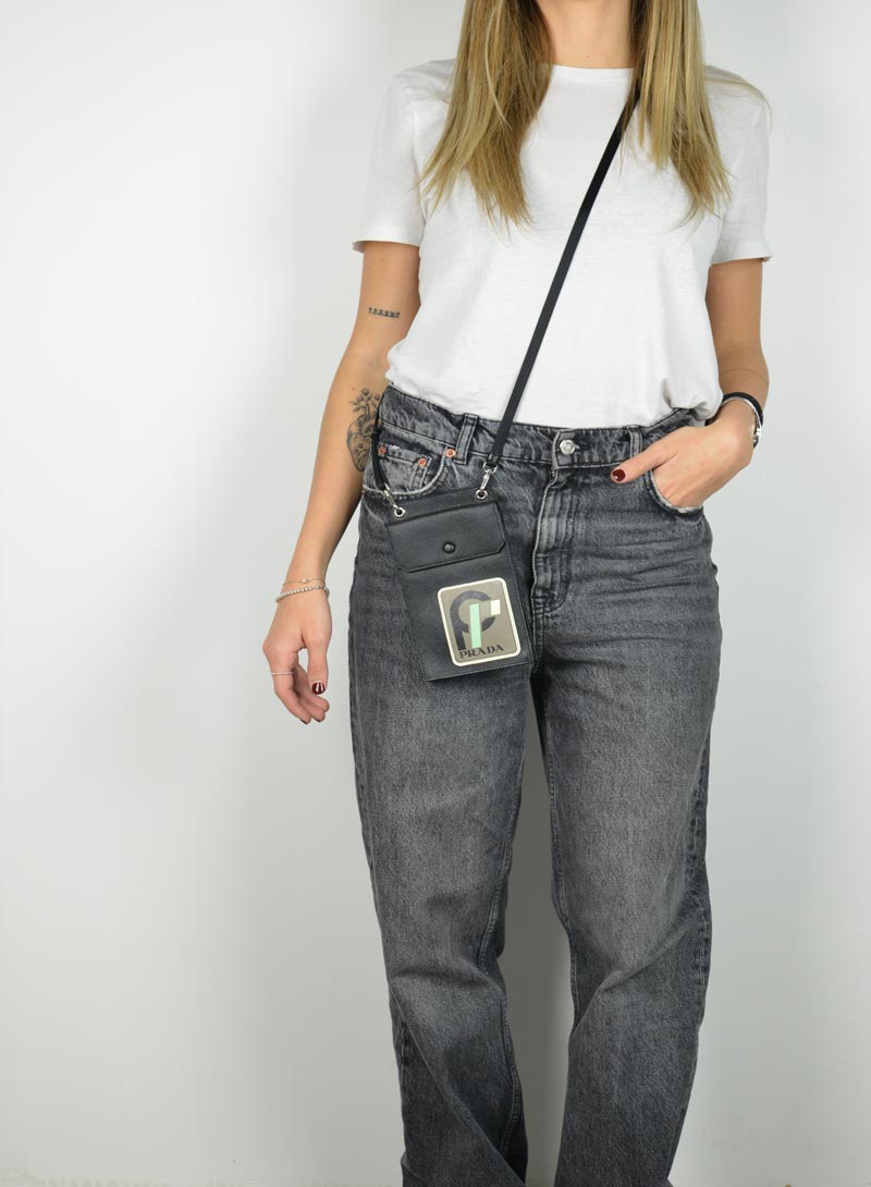Prada Cell phone holder shoulder bag in saffiano leather