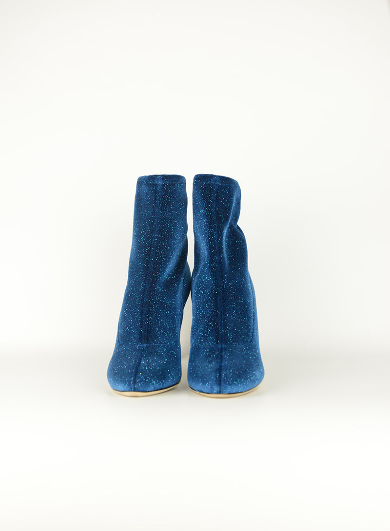 Zanotti Petrol blue lurex ankle boots - N. 36