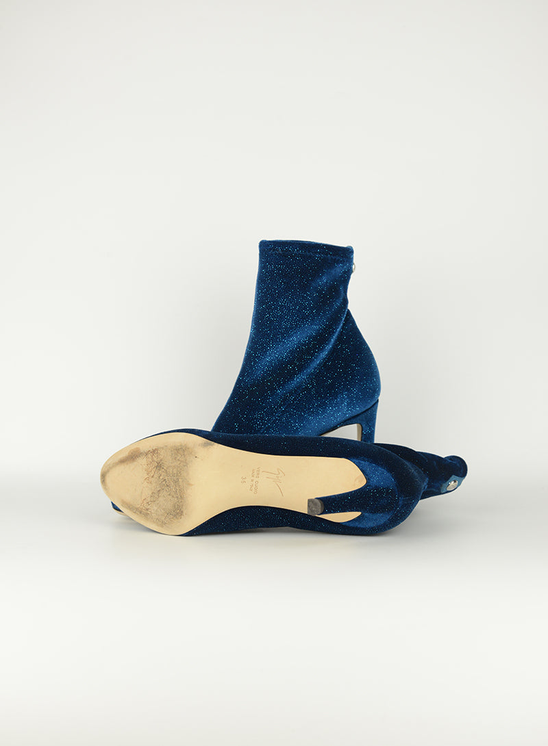 Zanotti Petrol blue lurex ankle boots - N. 36