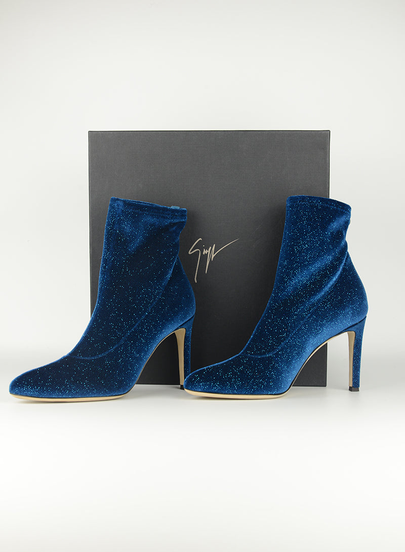 Zanotti Petrol blue lurex ankle boots - N. 36