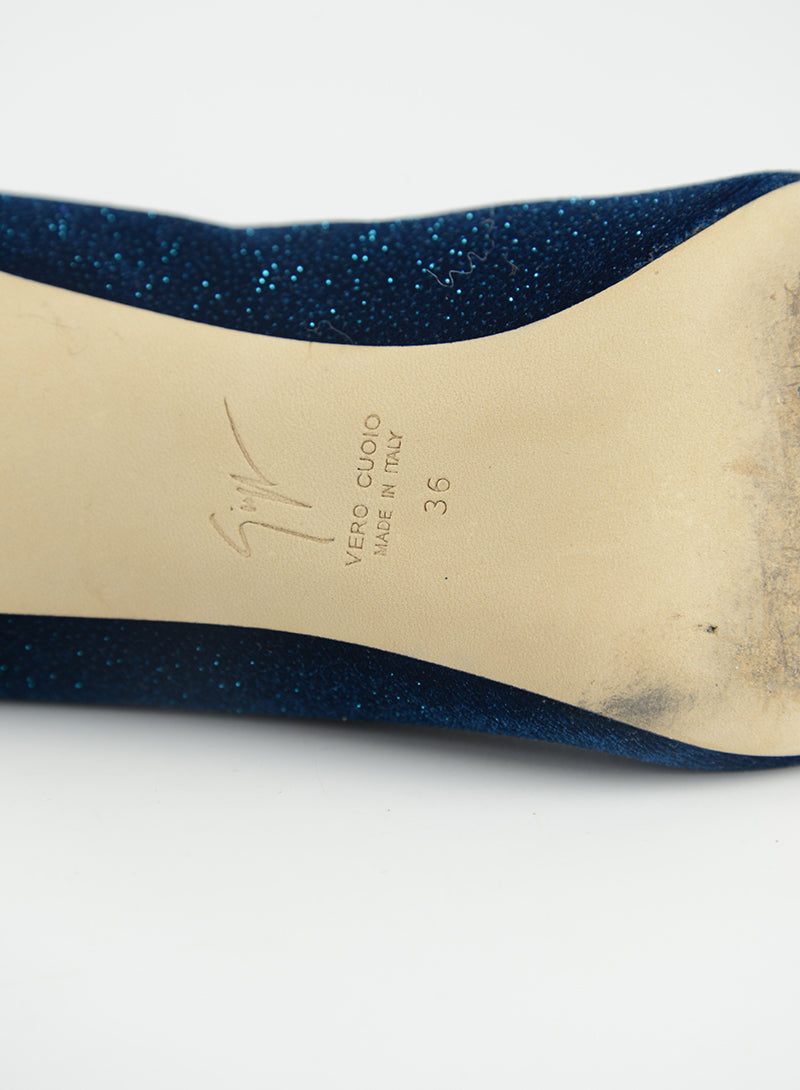 Zanotti Petrol blue lurex ankle boots - N. 36