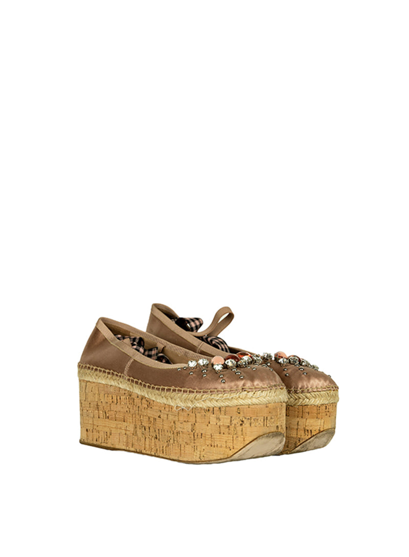 Miu Miu Scarpe con zeppa in raso rosa - N. 39