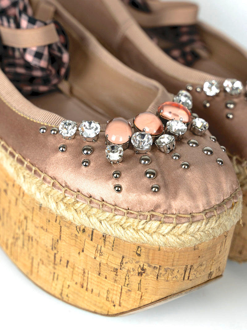 Miu Miu Scarpe con zeppa in raso rosa - N. 39