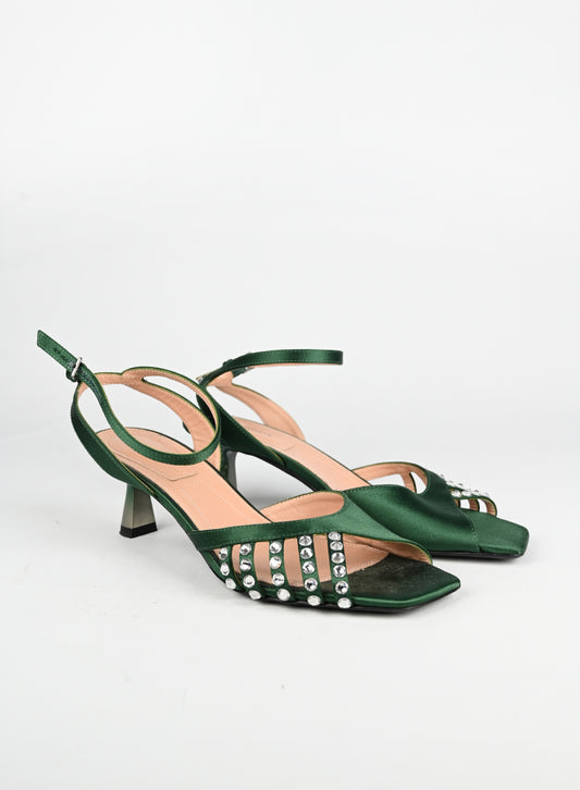 Alberta Ferretti Sandali in raso verde - N. 38